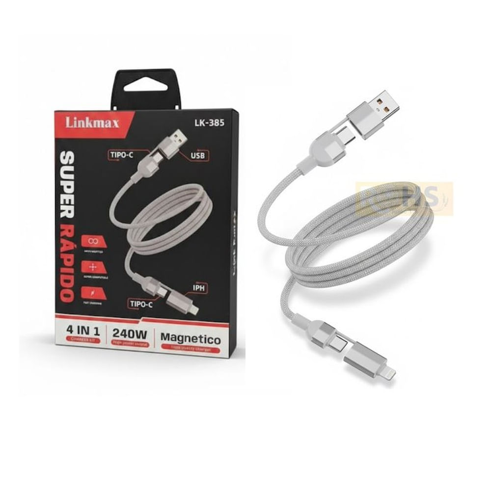 Cable de Carga Magnético 4 en 1 Linkmax LK-385, Anti-enredos