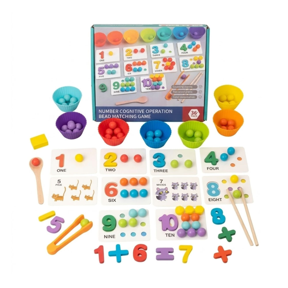 Juego Montessori Matematico con Tablero de Numeros y Cuentas