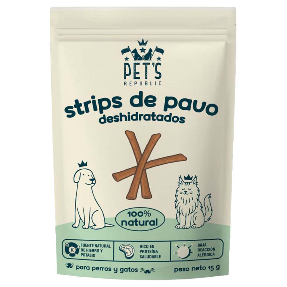 Alimento para Perro y Gato PETS REPUBLIC Snack Strips de Pavo Doypack 15g
