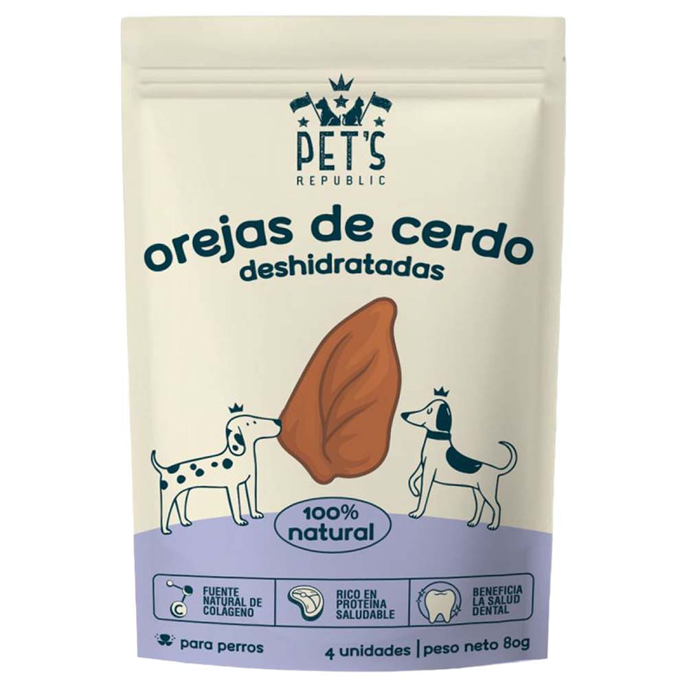 Alimento para Perro PETS REPUBLIC Snack Orejas de Cerdo Doypack 80g