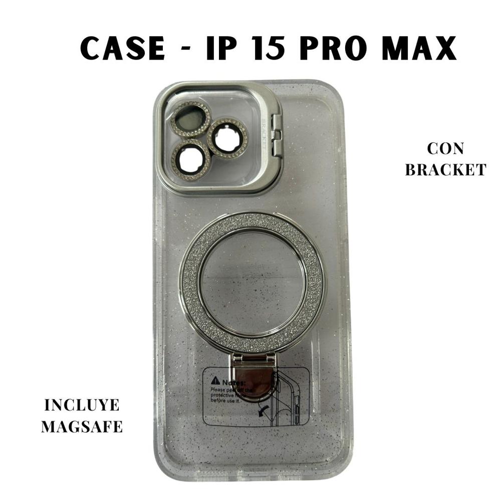 CASE MAGSAFE IPHONE 15 PRO MAX PLOMO SHIMER