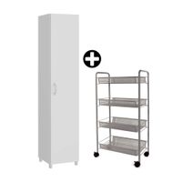 COMBO Orange: Mueble Despensero Dalia MDP 38x182cm Blanco + Carrito para frutas y verduras Gris