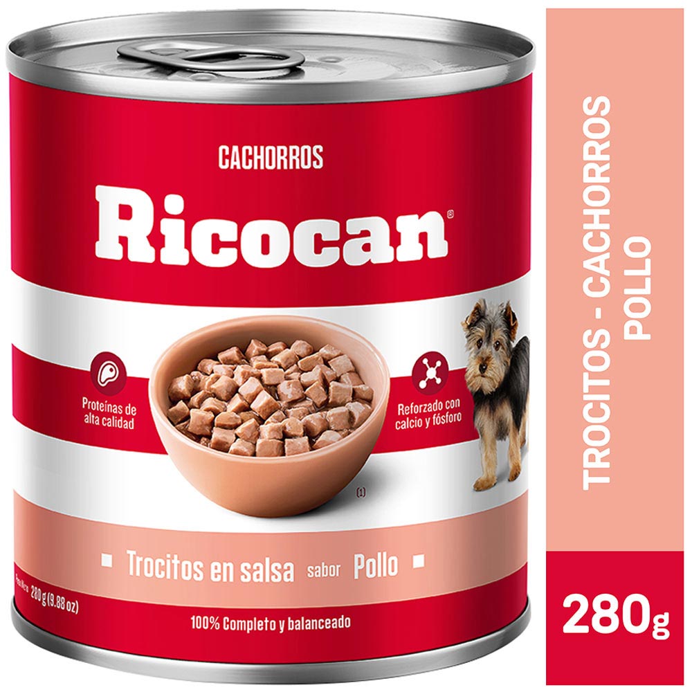 Forzado trabajo Apéndice Comida para Perros RICOCAN Cachorros Pollo en Trocitos Lata 280g | plazaVea  - Supermercado