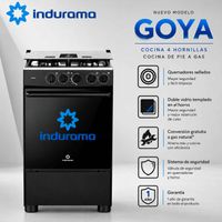 Cocina a Gas Indurama 4 Hornillas Goya - Negra