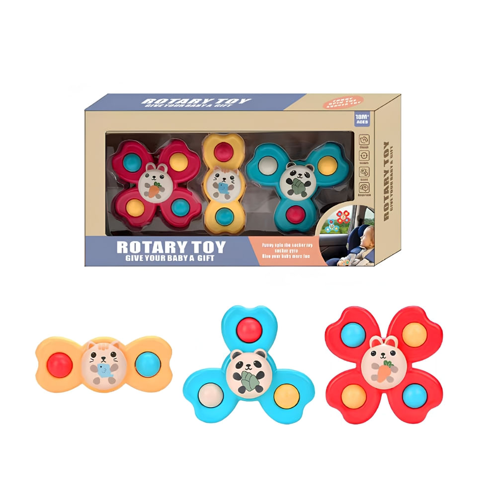 Juguete de Ventosas Giratorias 3 Spinners Rotary Toys Panda Conejito Gatito