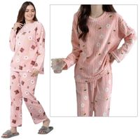 Conjunto Pijama Pantalon y Chompa Polar Calentador Talla Unica Rosa