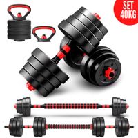 Mancuernas Set de 40 Kg Convertibles-Barra-Asas