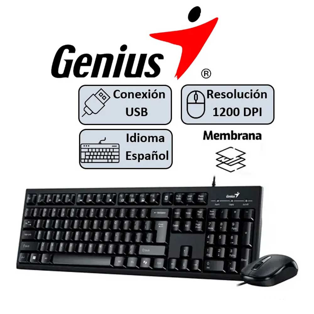 TECLADO GENIUS MOUSE KM-100SE NEGRO