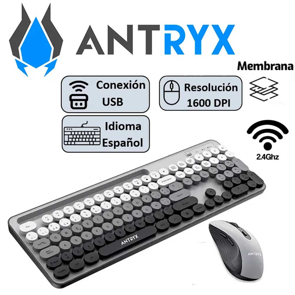TECLADO MOUSE ANTRYX WS970 GRIS ASC-WS970GY