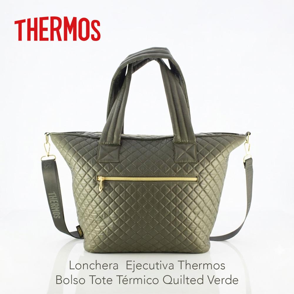 Lonchera Ejecutiva Thermos Bolso Tote Térmico Quilted Verde