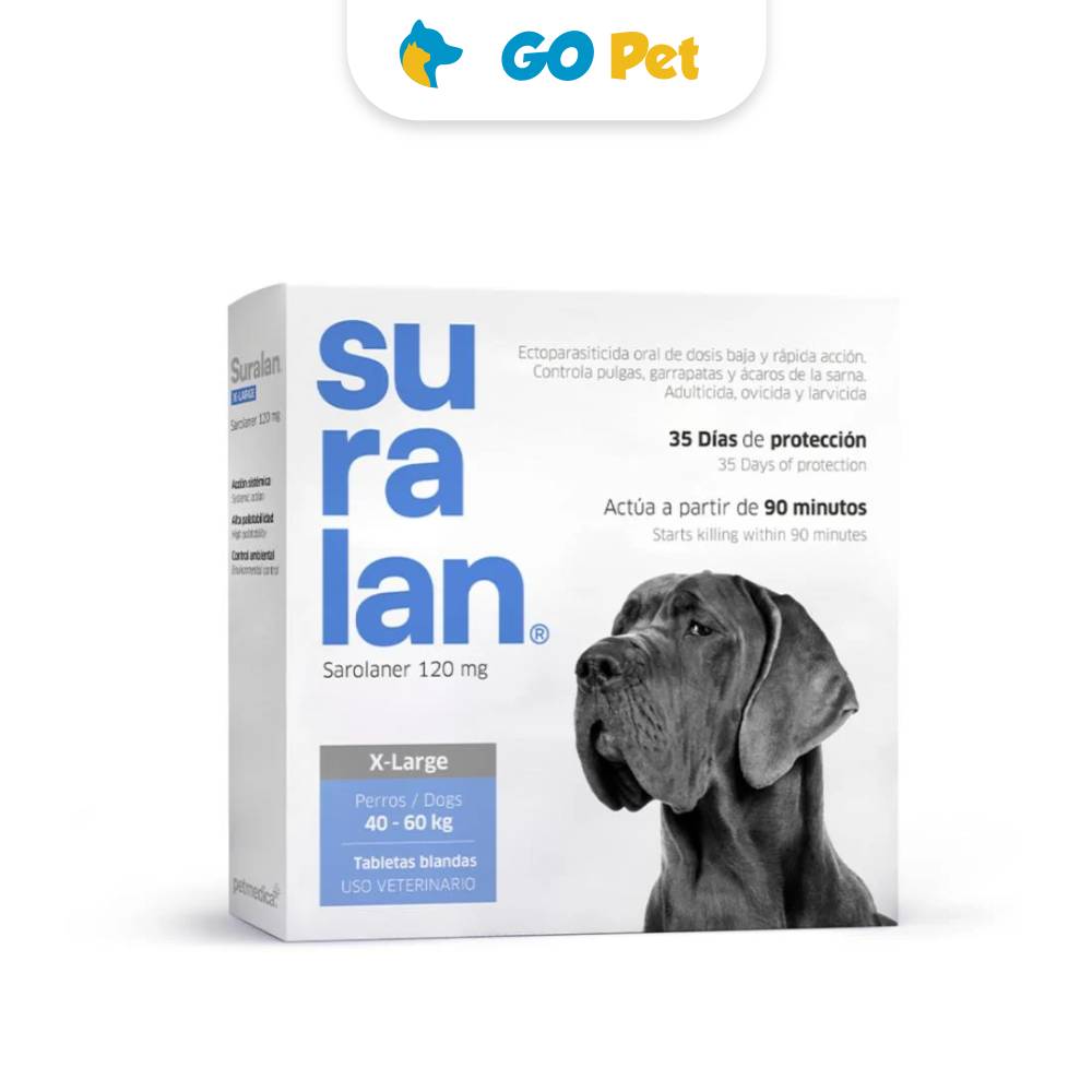 Suralan X-Large (40 a 60 Kg) x 1 Tab - Antipulgas y Antiparasitario para Perros