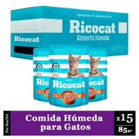 Pack Caja x15 Comida Húmeda para Gato Ricocat Pollo 85gr