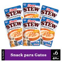 Pack Snack para Gato Churu Stew Pollo y Atún 6 Sobres 40 gr