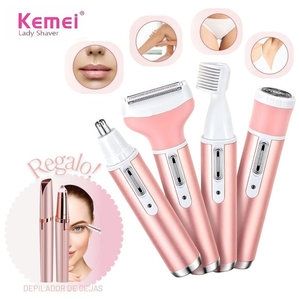 KIT Afeitadora Corporal Para Mujer 4 en1 KEMEI  + Regalo