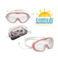 Lentes de Natación Antiempañante con Protección UV y Tapones de Oído- Rojo pastel