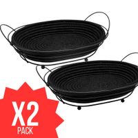 Pack De 2 Canastas Organizadoras Metálicas Con Base De Tela Removible Negra