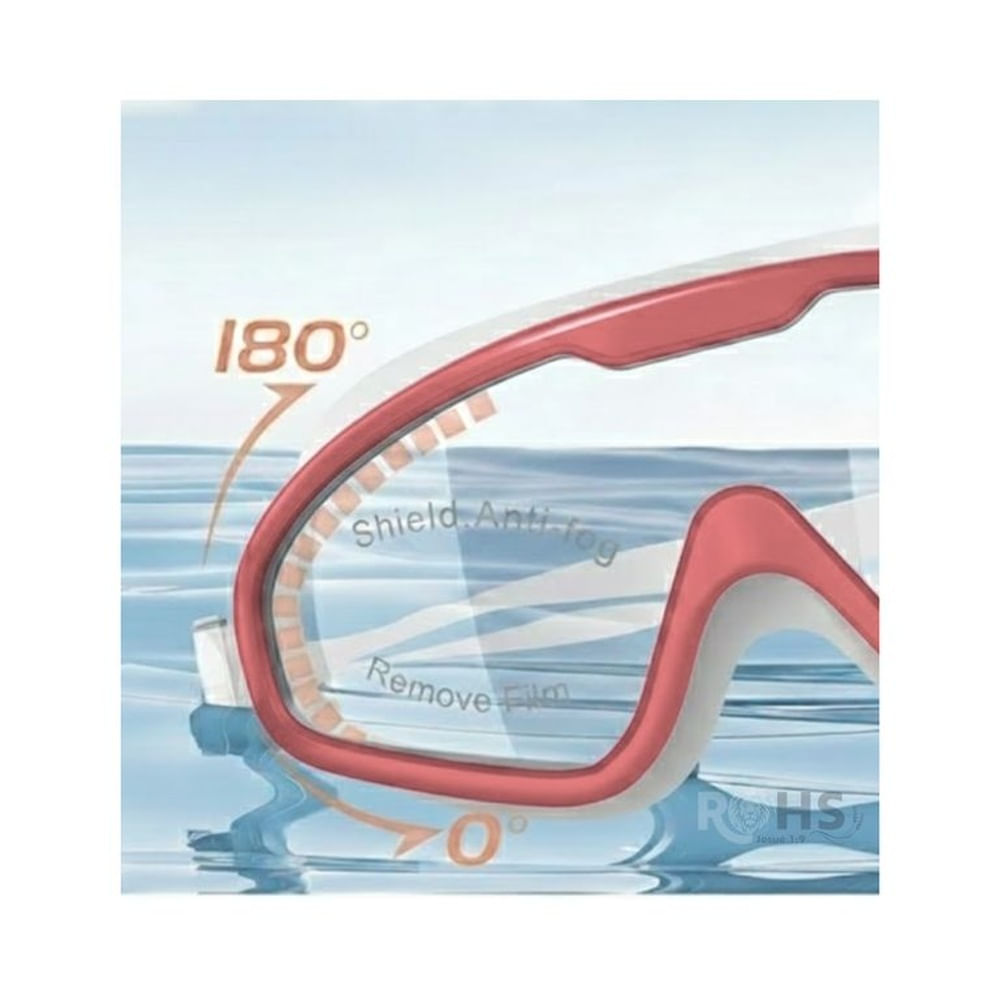 Lentes de Natación con Protección UV y Tapones de Oído Color rojo pastel Rojo