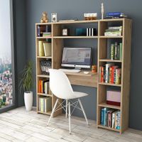 ESCRITORIO CON ESTANTE MODELO HOME OFFICE ROVERE