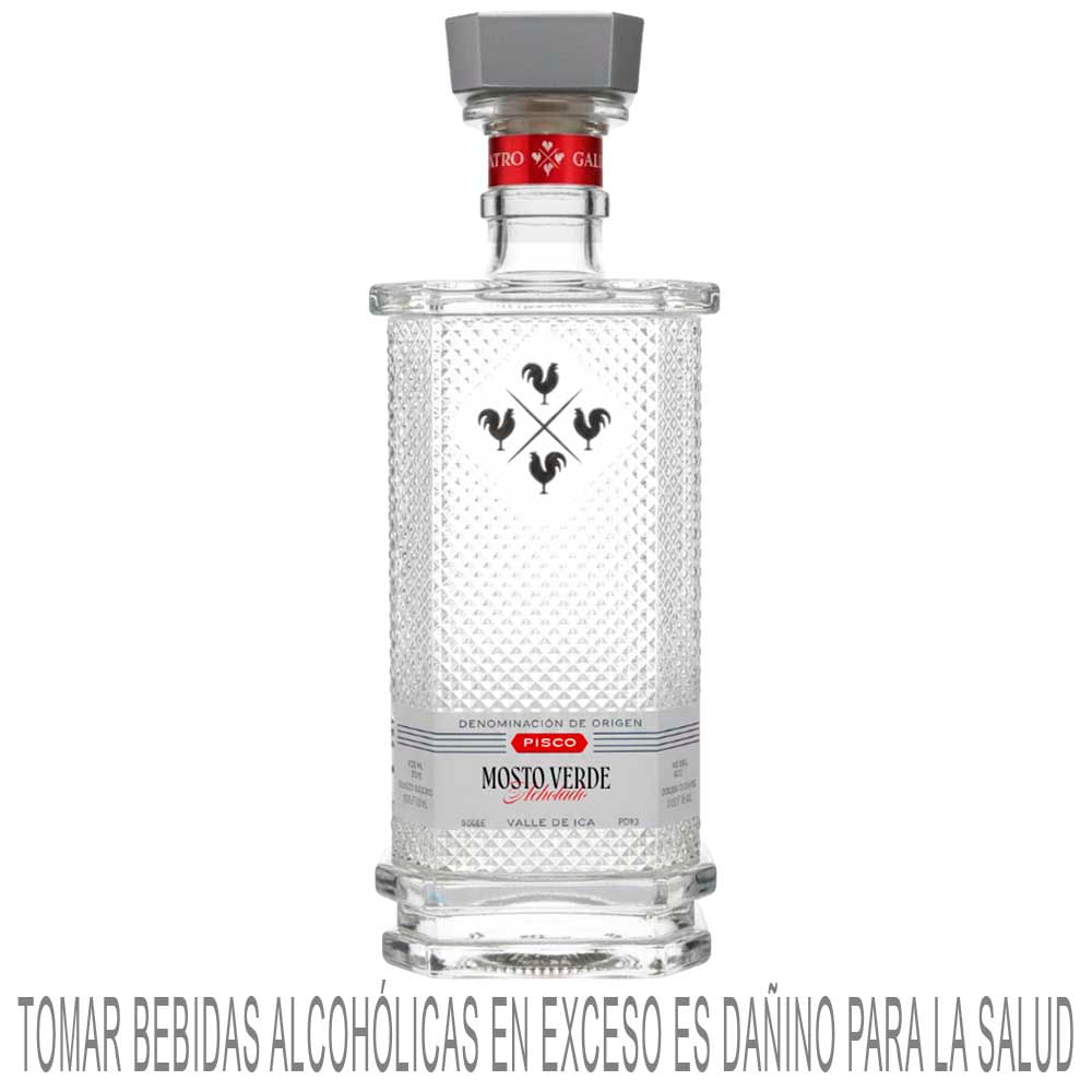 Pisco CUATRO GALLOS Mosto Verde Acholado Botella 700ml