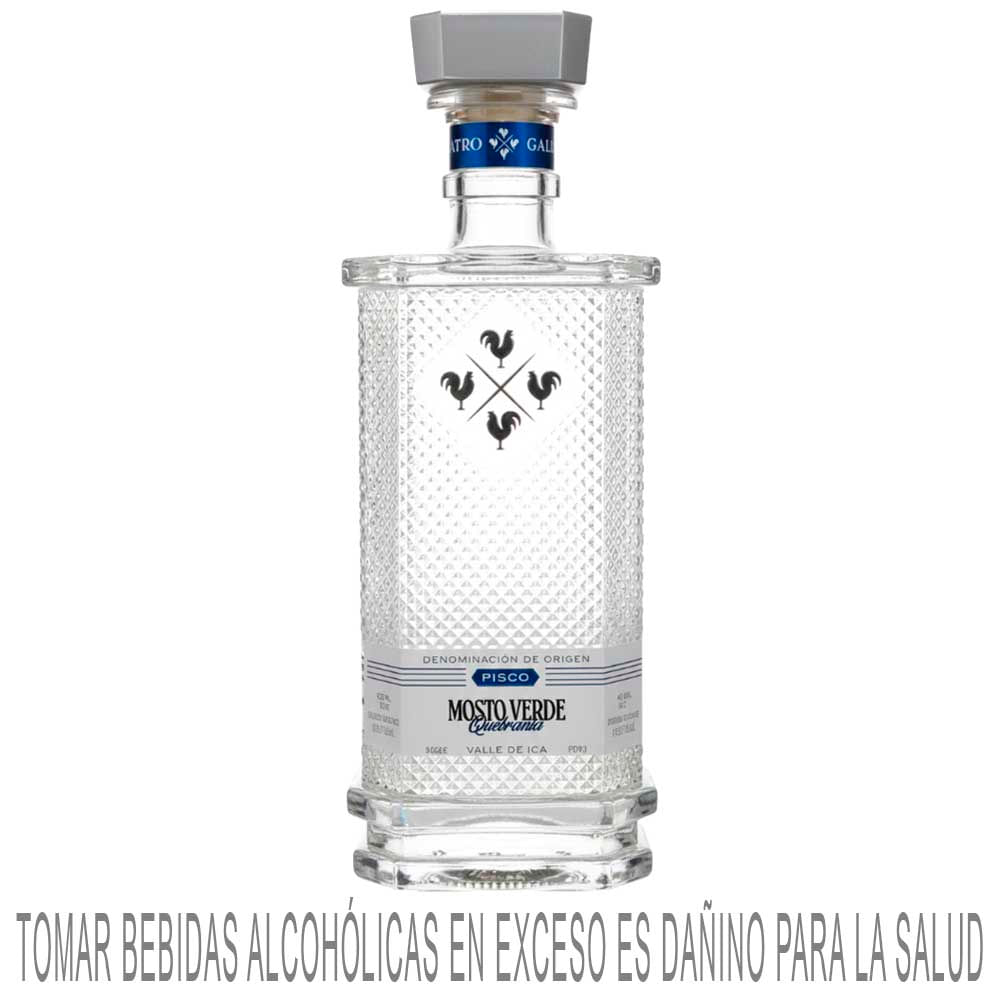 Pisco CUATRO GALLOS Mosto Verde  Botella 700ml
