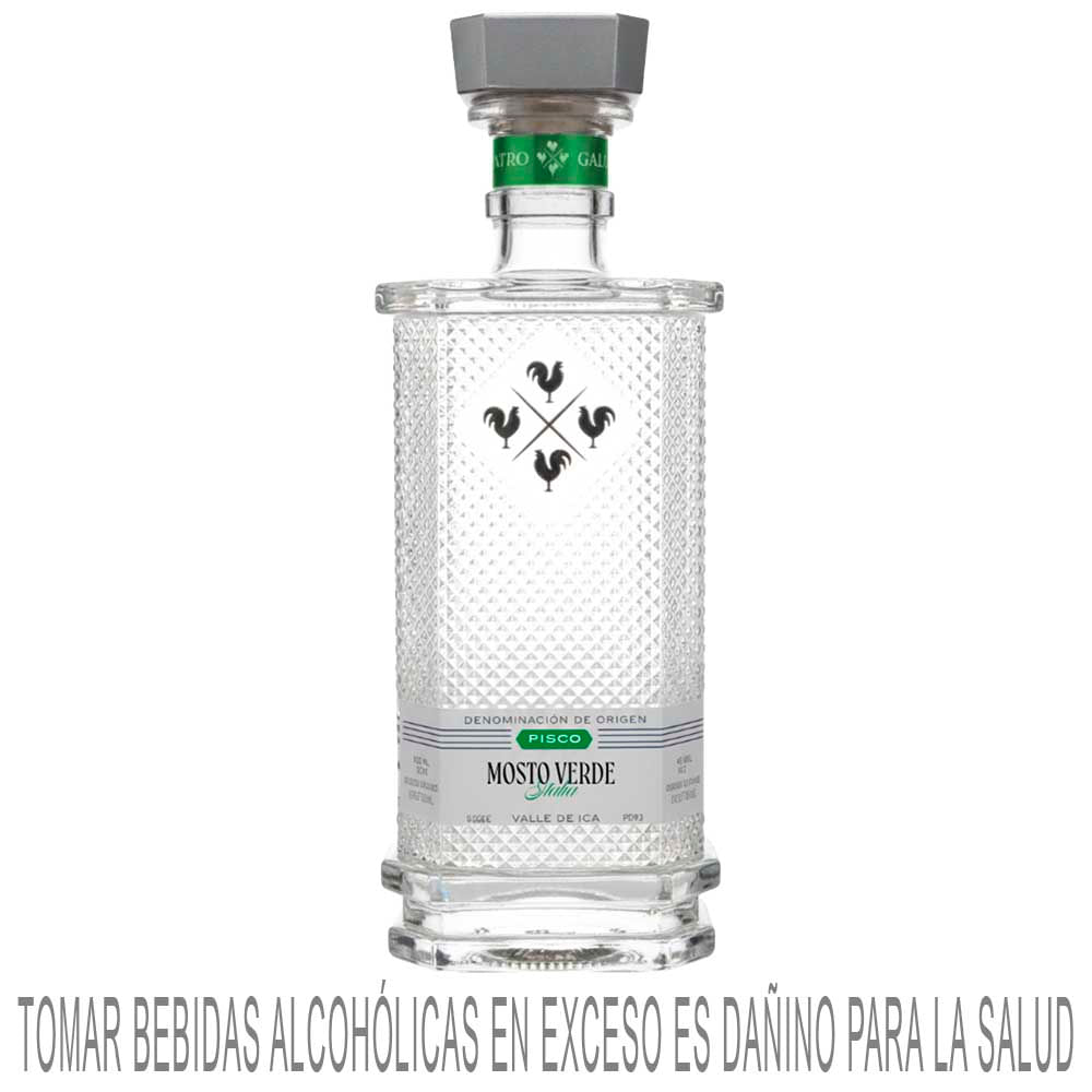 Pisco CUATRO GALLOS Mosto Verde Italia Botella 700ml