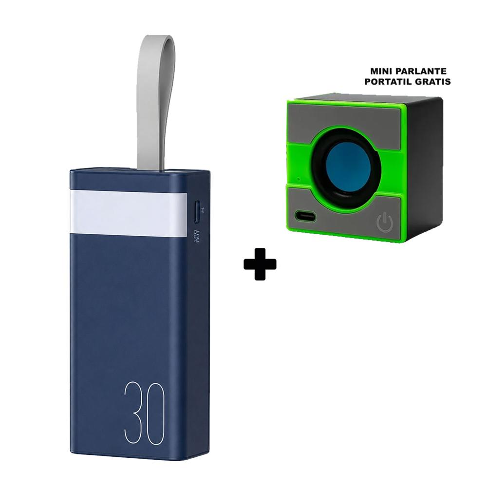 Combo Power Bank Remax RPP-320 30000mAh Azul + Parlante Genérico  X1