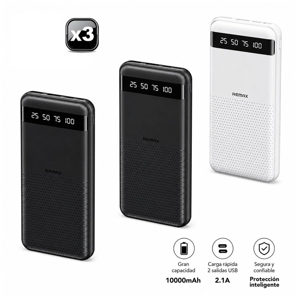 Combo Power Bank Remax RPP-10 Negro x2 + RPP-10 Blanco