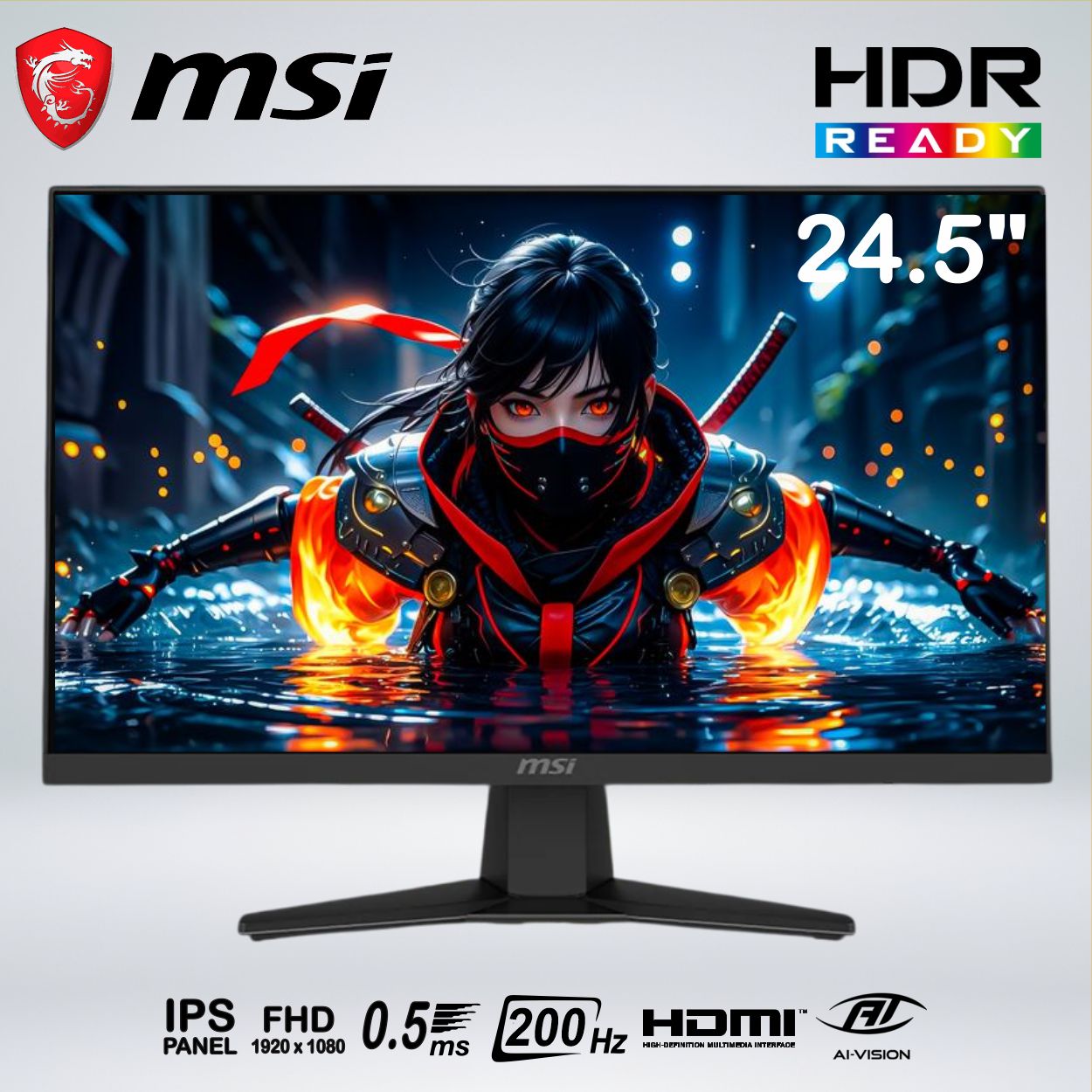 MONITOR MAG 255F E20 FULL HD 24.5 PULGADAS RAPID IPS 200HZ 0.5MS HDR ready AI