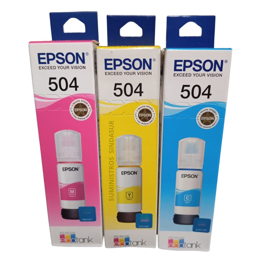 KIT TINTA EPSON 504 COLORES Cian  Magenta Yellow