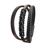 Pulsera Glamour Trenzada De Cuero Genuino VIDA-