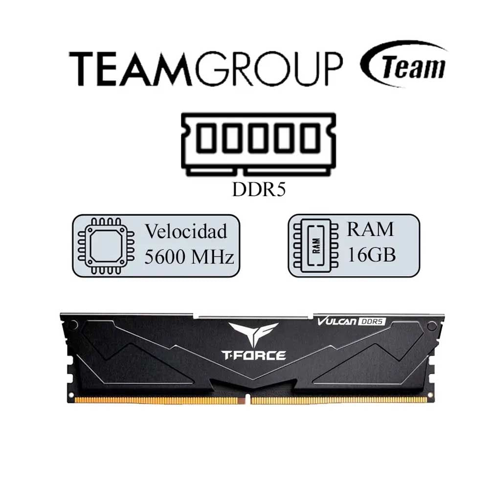 MEMORIA RAM PC T-FORCE VULCAN 16GB DDR5 5600MHZ CL36