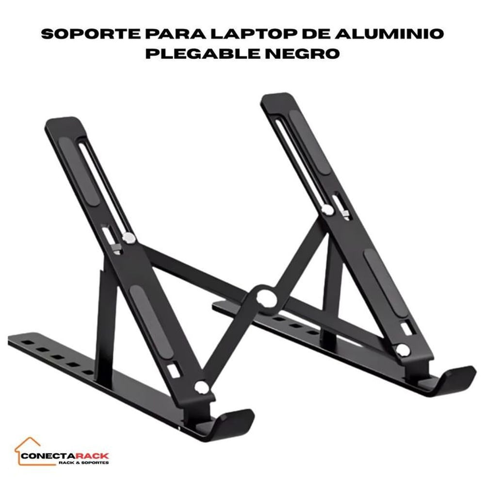 Soporte o base plegable para Laptop o Tablet ajustable de aluminio color negro