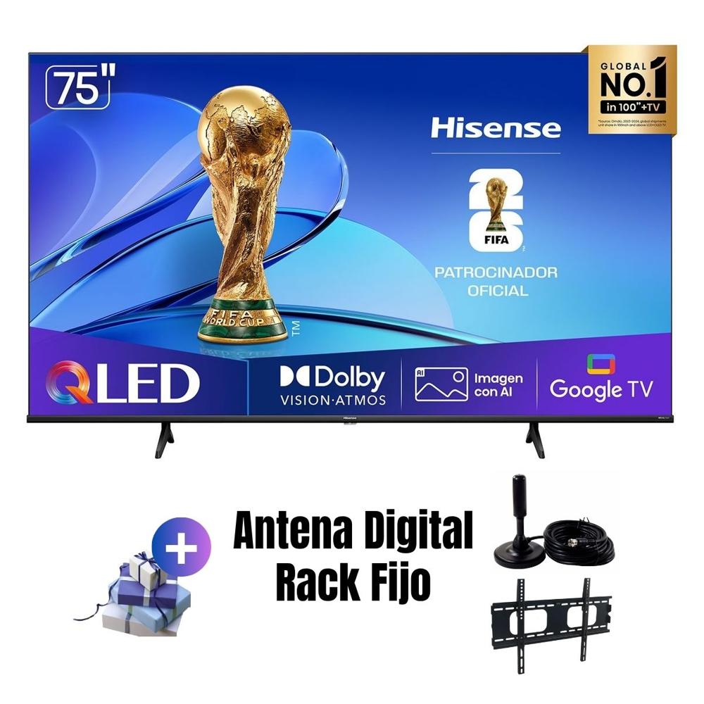 Televisor Smart TV HISESE 75'' QLED UHD 4K 75QD6N GoogleTV 2025 - Ant - Rack Fijo