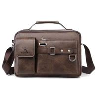 Bandolera Hombre Cuero PU Morral Weixier Porta Tablet Marrón