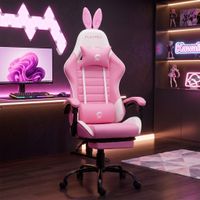 Silla Gamer con Masajeador Lumbar Playpro X1 Rosado Bunny Base de Metal