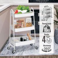 Carrito Organizador de Metal Orange 3 Niveles Blanco
