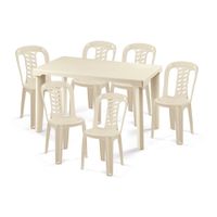Set Mesa + 6 Sillas Inka Rectangular Beige Polinplast