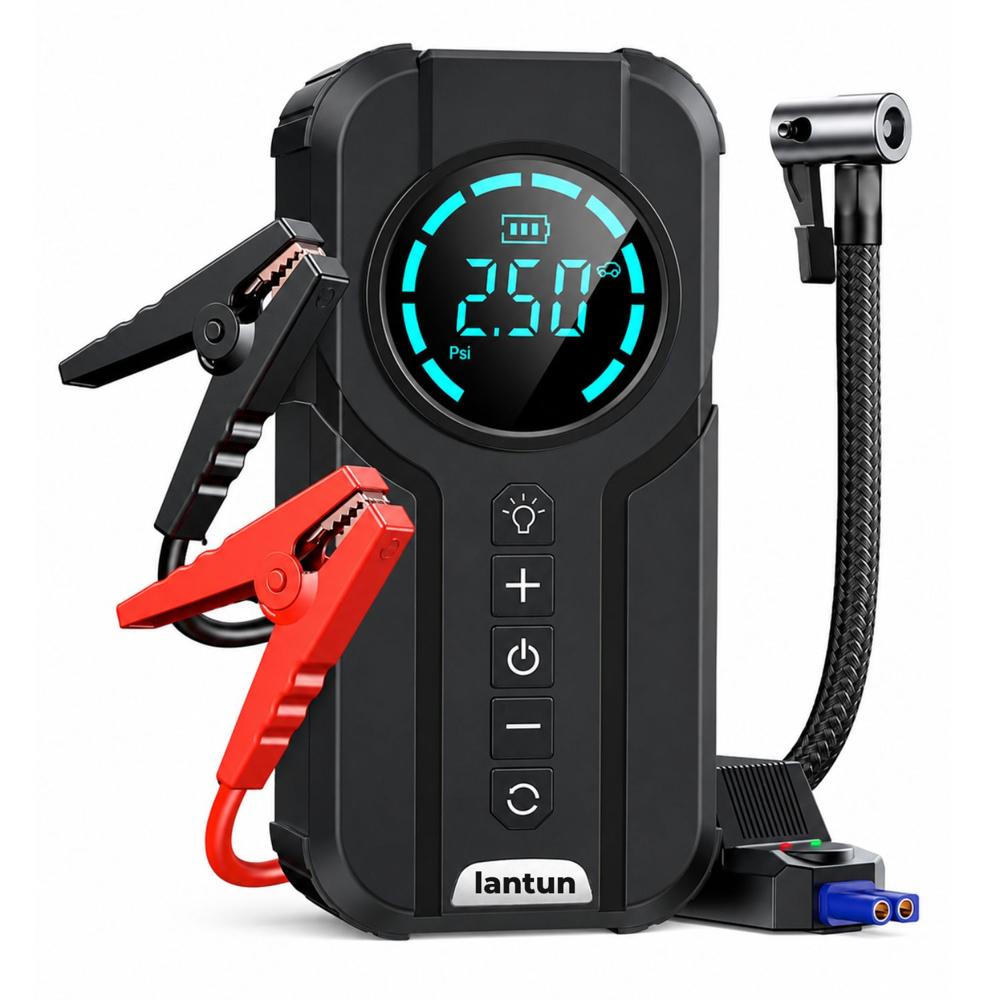 ARRANCADOR PORTÁTIL 1000A CON COMPRESOR 150 PSI Y POWER BANK 8000mAh