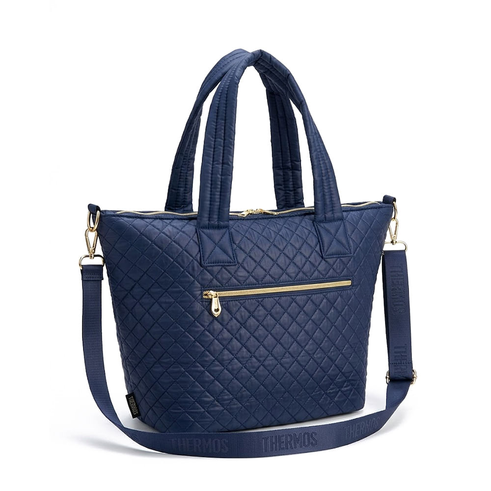 LONCHERA EJECUTIVA THERMOS BOLSO TOTE TERMICO QUILTED AZUL
