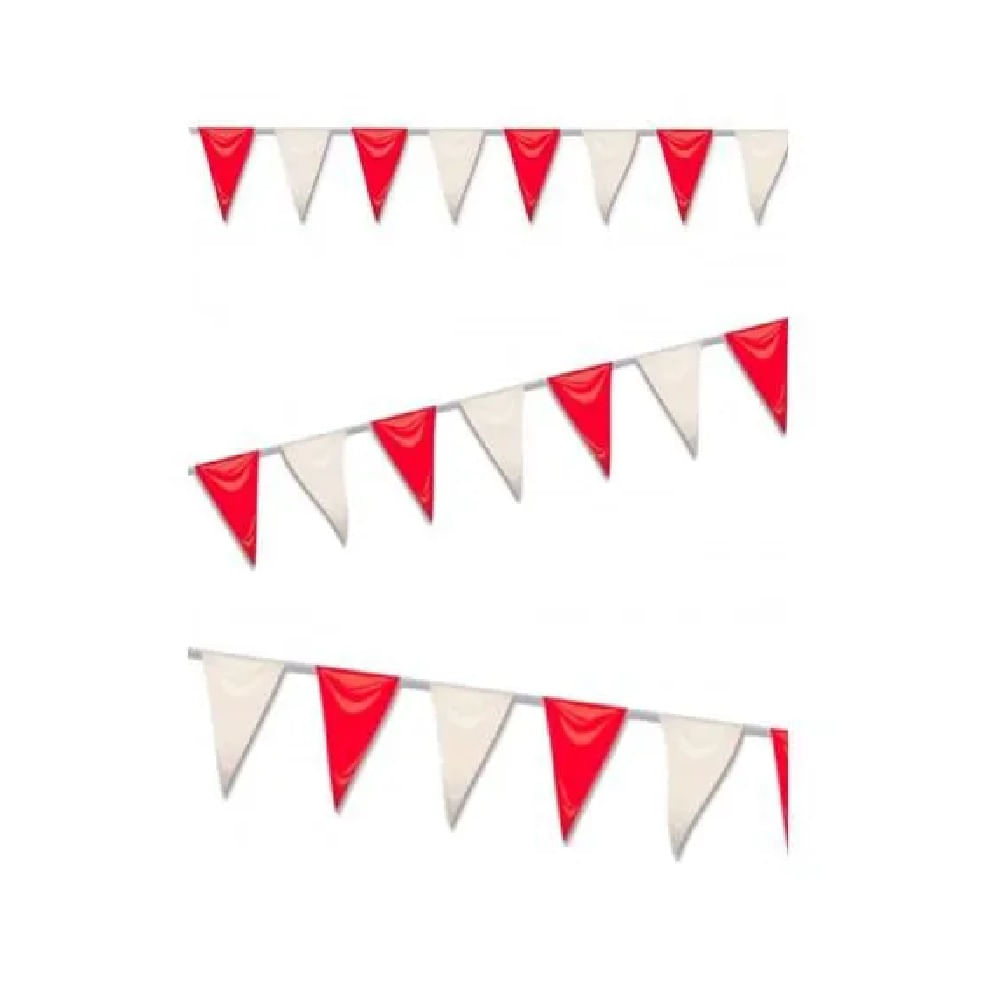 BANDERA DEL PERU - GUIRNALDA - BANDERINES DE FIESTAS PATRIAS ROJO Y BLANCO - PLASTICO 250CM