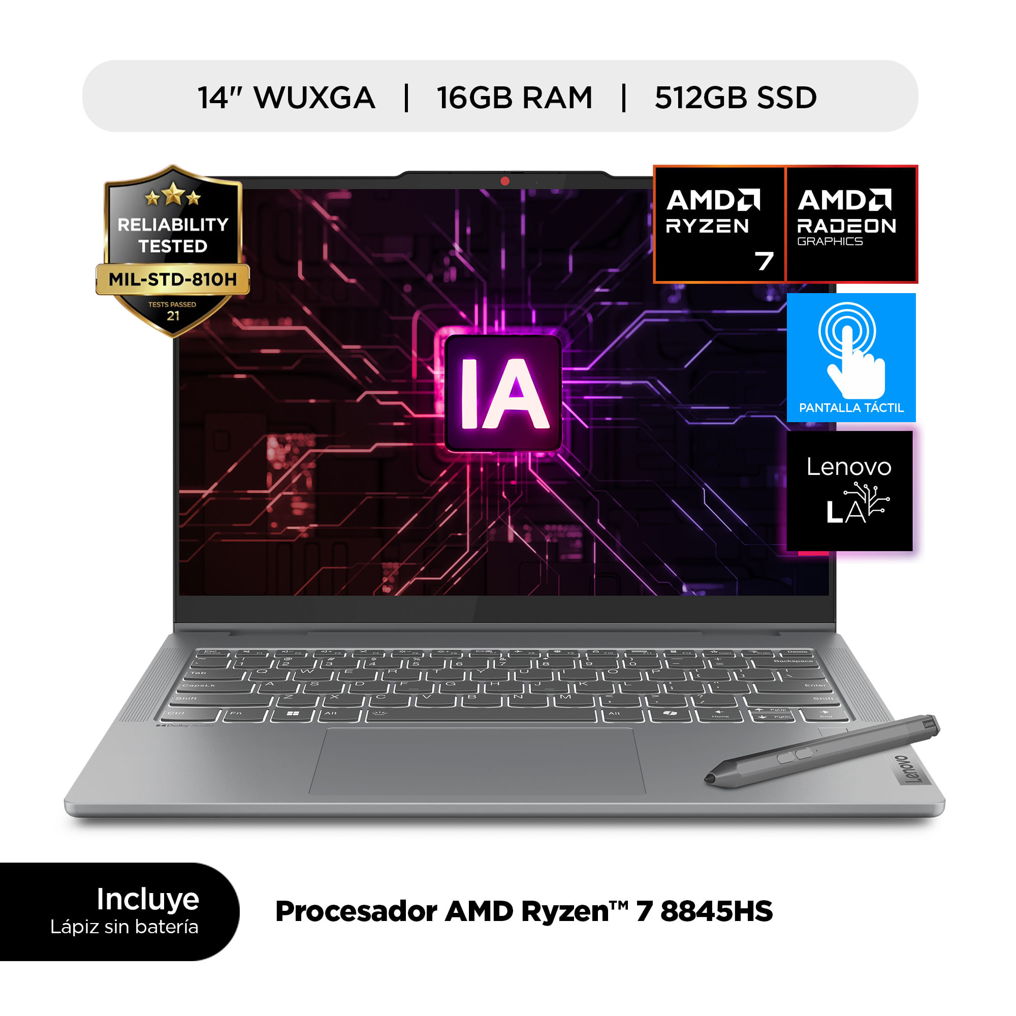 Laptop IA LENOVO IdeaPad 5 2 en 1 14"" AMD Ryzen 7 8845HS 16GB RAM 512GB SSD