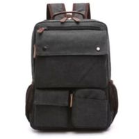 Mochila de -Tela lonar gris varios compartimiento viajero-estudiante