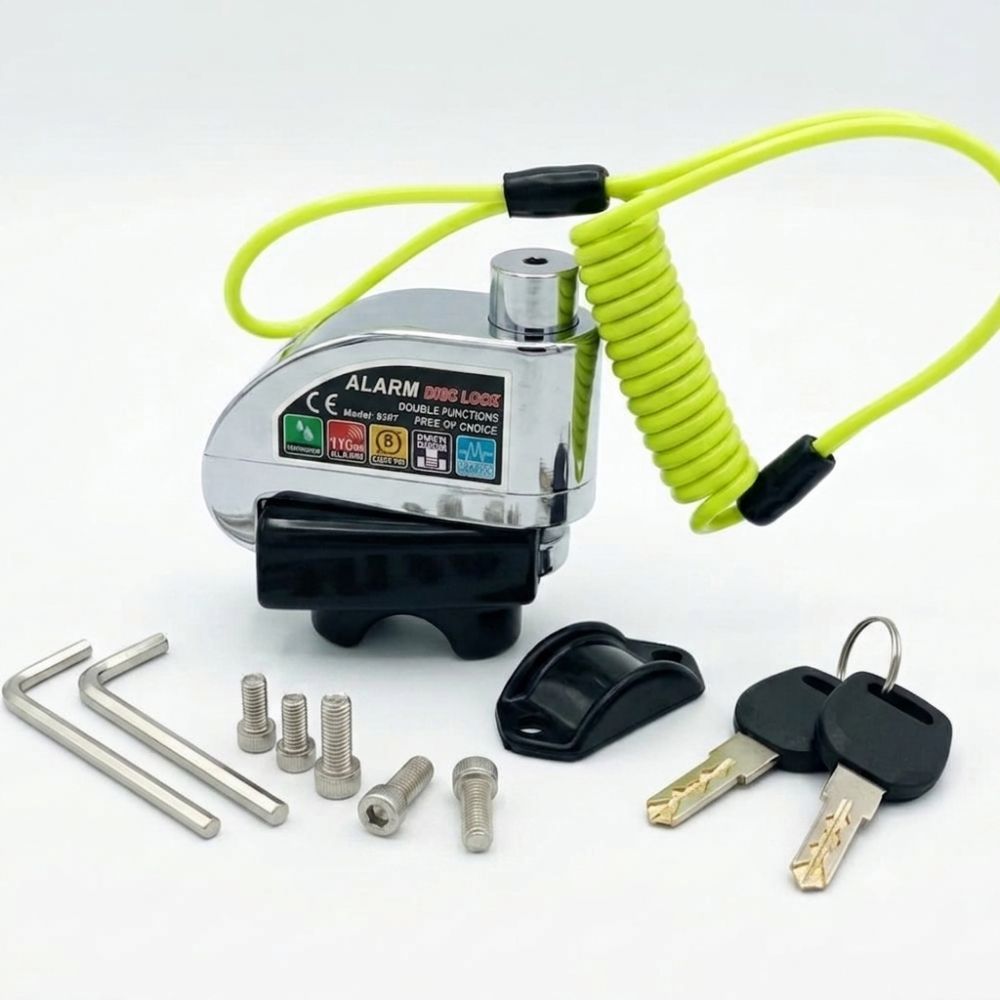 Candado de Disco con Alarma para Moto en Negro