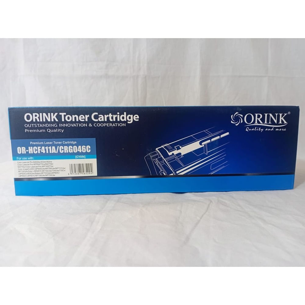 Tóner Compatible Orink HCF411A - CRG 046 CIAN para HP Color LaserJet - Alto Rendimiento