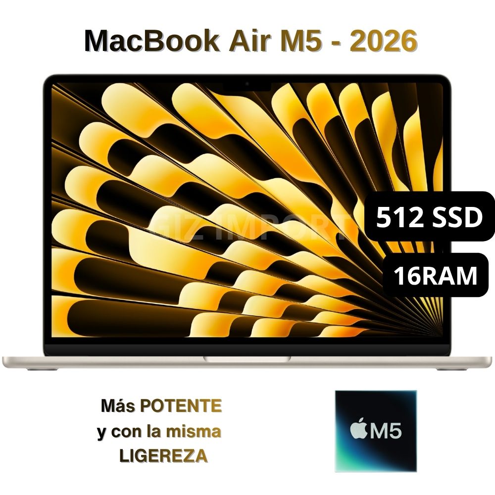 MacBook Air Apple de 13'' Chip M5 16GB RAM 512GB SSD Teclado Inglés - Starlight