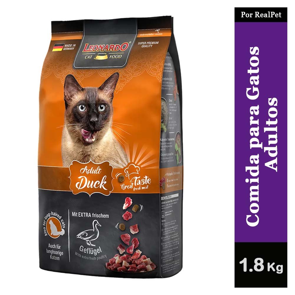 Comida para Gato Adulto Leonardo sabor Pato 1.8 kg
