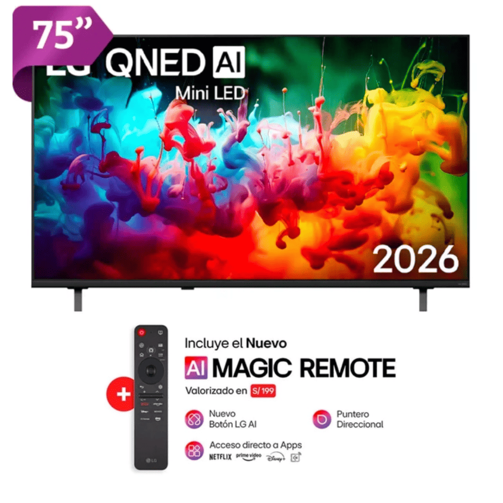 Televisor 75 4K UHD QNED MiniLED Negro LG 75QNED70BSA