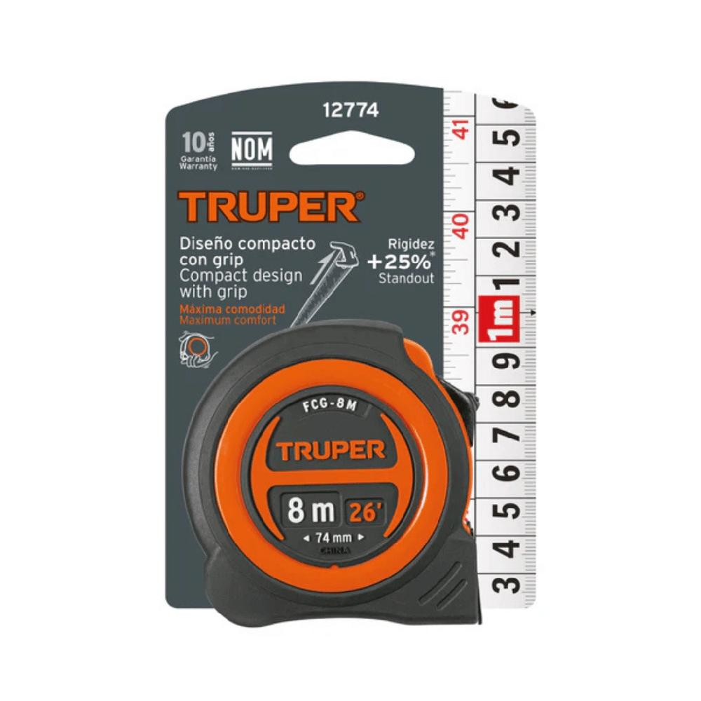 Cinta métrica compacto contra impactos 8 m cinta 25 mm TRUPER 12774