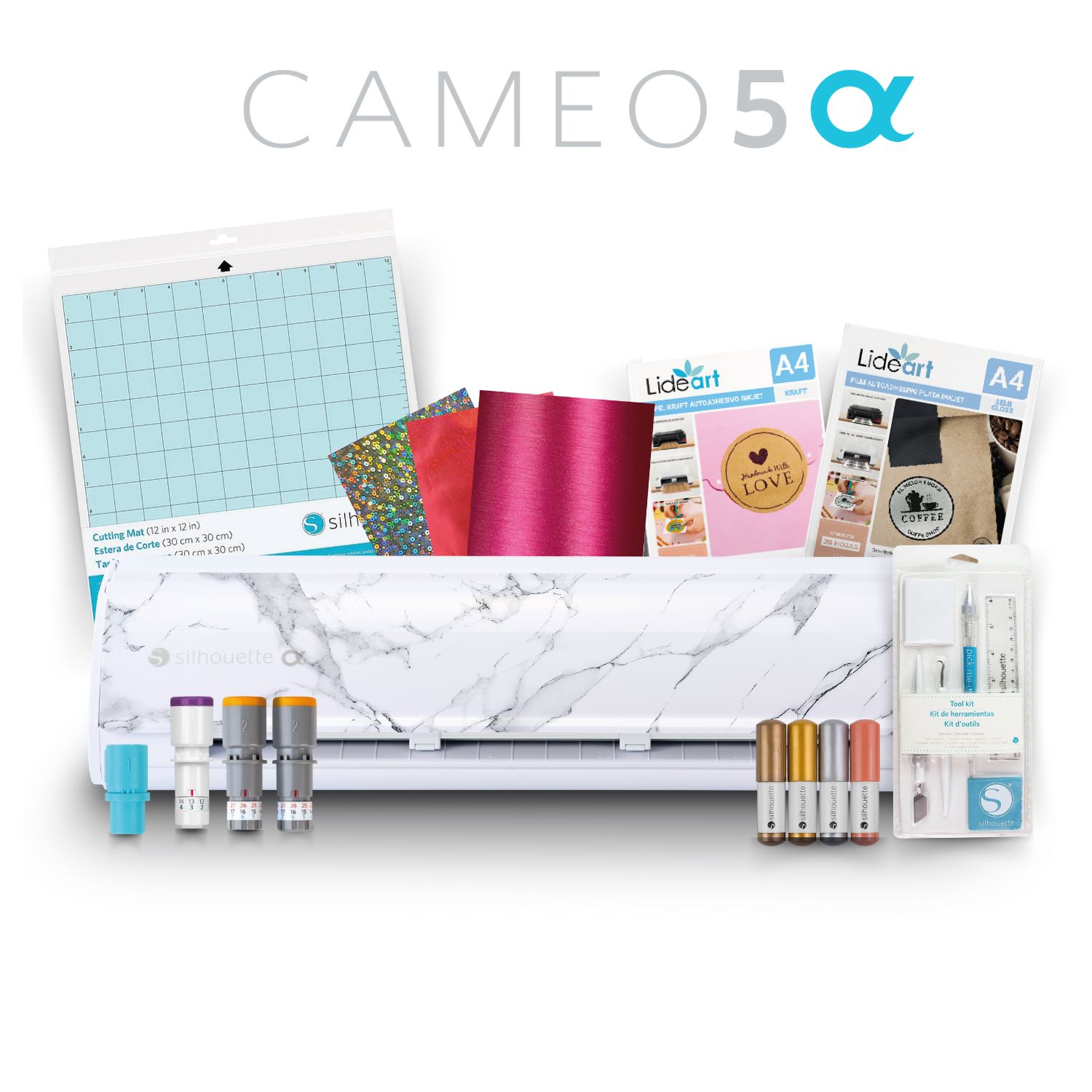 Combo Full Silhouette Cameo 5 Alpha Mármol y Cuchillas