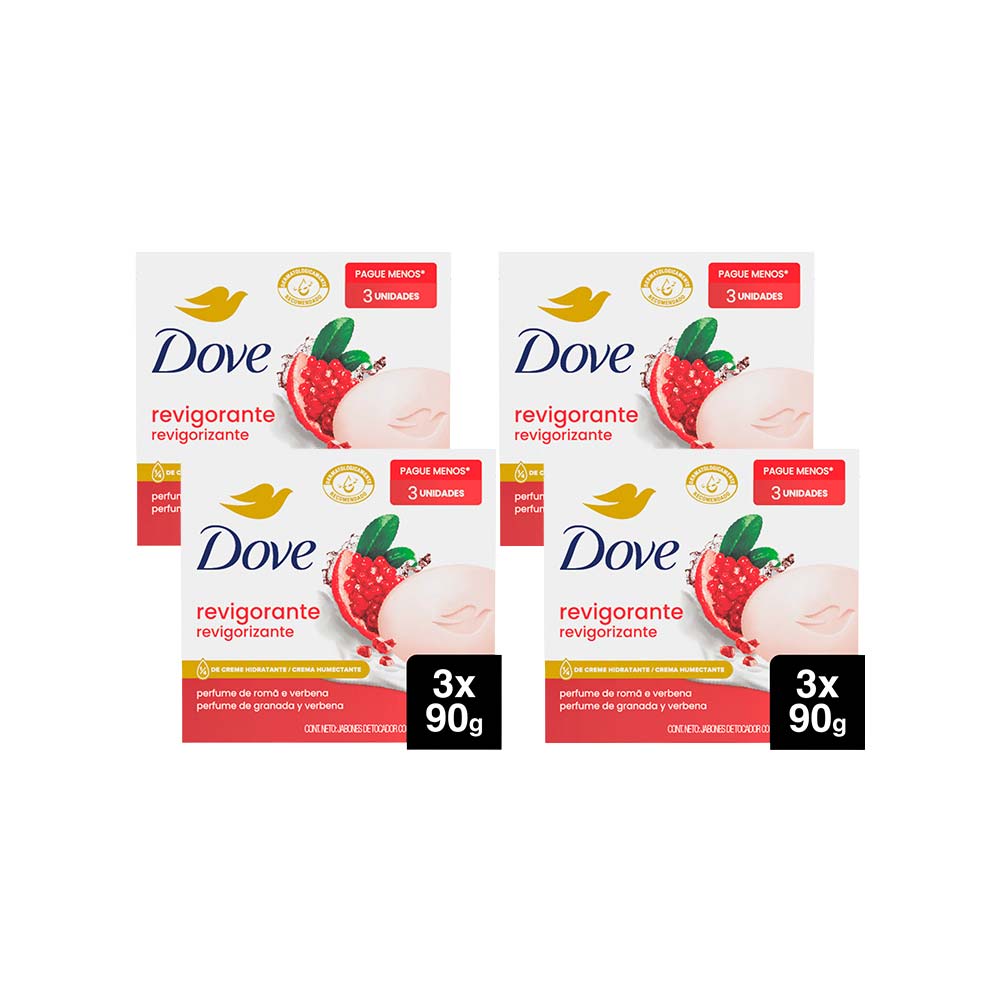 Pack Jabón de Tocador DOVE Revigorizante Barra 90g Paquete 3un x 4un